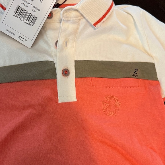 Kids Polo Shirt in Orange and White - Picture 3 of 6